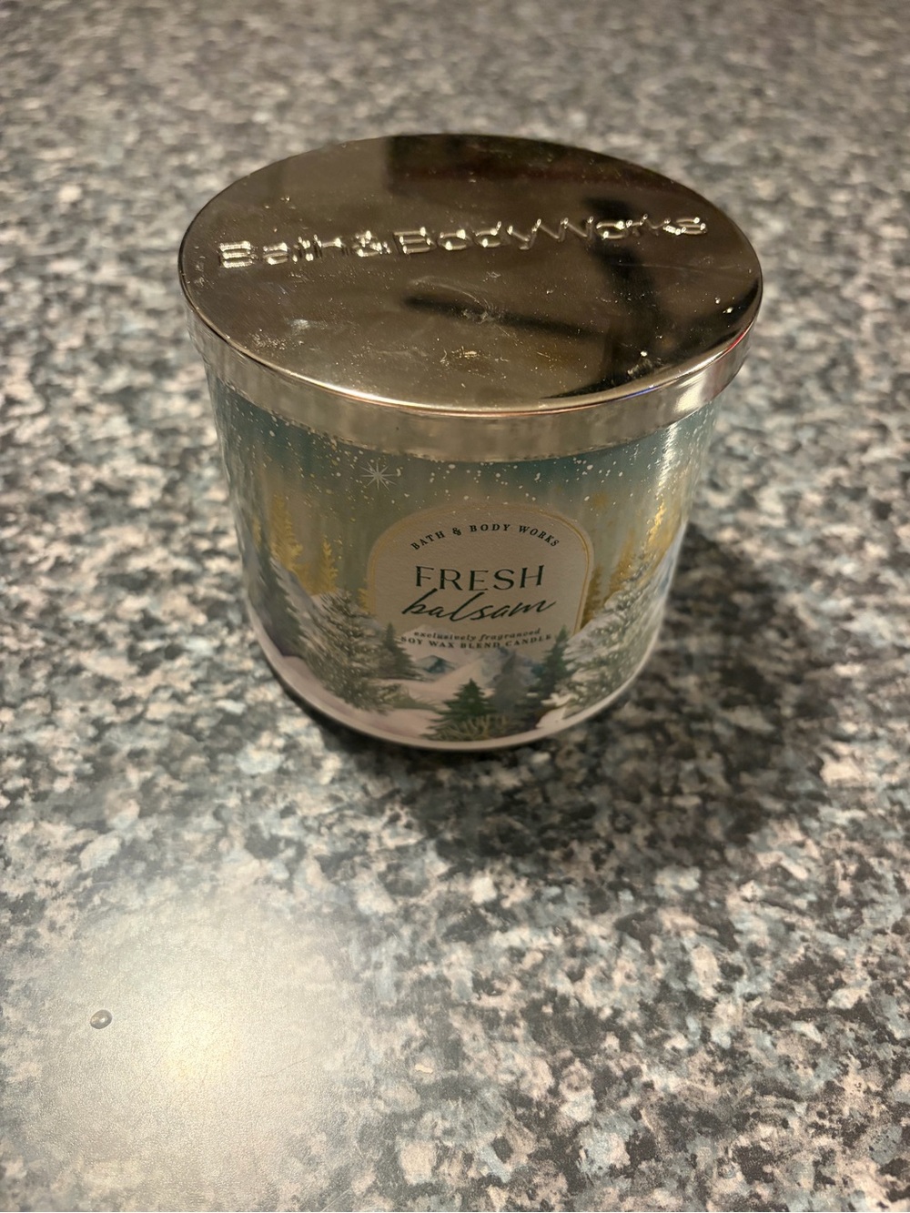 Bath & Body Works Fresh Balsam Candle - Silver, Green, White